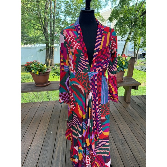 FARM Rio Dresses & Skirts - Farm Rio Mixed Abstract Print Maxi Dress V-Neck Long Sleeve Multi-Color Large
